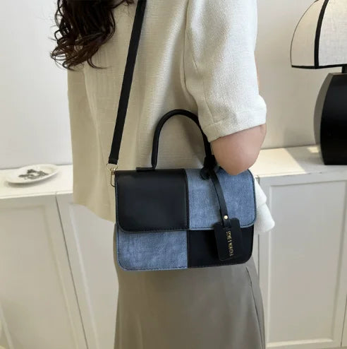 Offre Spéciale mode PU cuir carré sous les bras sac à bandoulière pour dames épissure sacs à bandoulière bloc conception pour la fête des mères