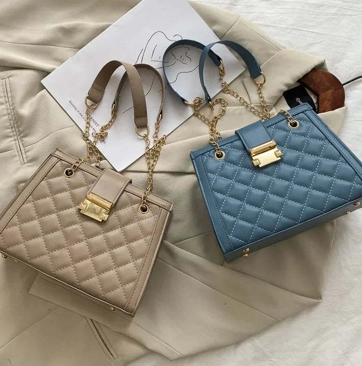 Mode pas cher Sac Femme Minimalisme Carré Sacs à bandoulière Chaînes Lingge Motif Sac à bandoulière pour les femmes Sacs à main et sacs à main - brazza clothes