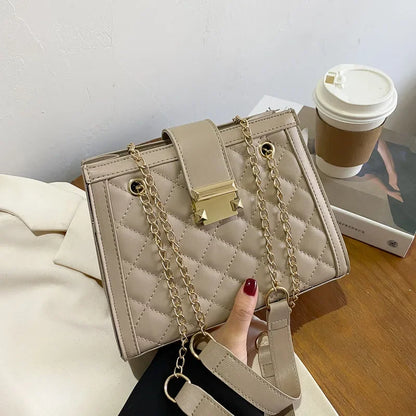 Mode pas cher Sac Femme Minimalisme Carré Sacs à bandoulière Chaînes Lingge Motif Sac à bandoulière pour les femmes Sacs à main et sacs à main - brazza clothes