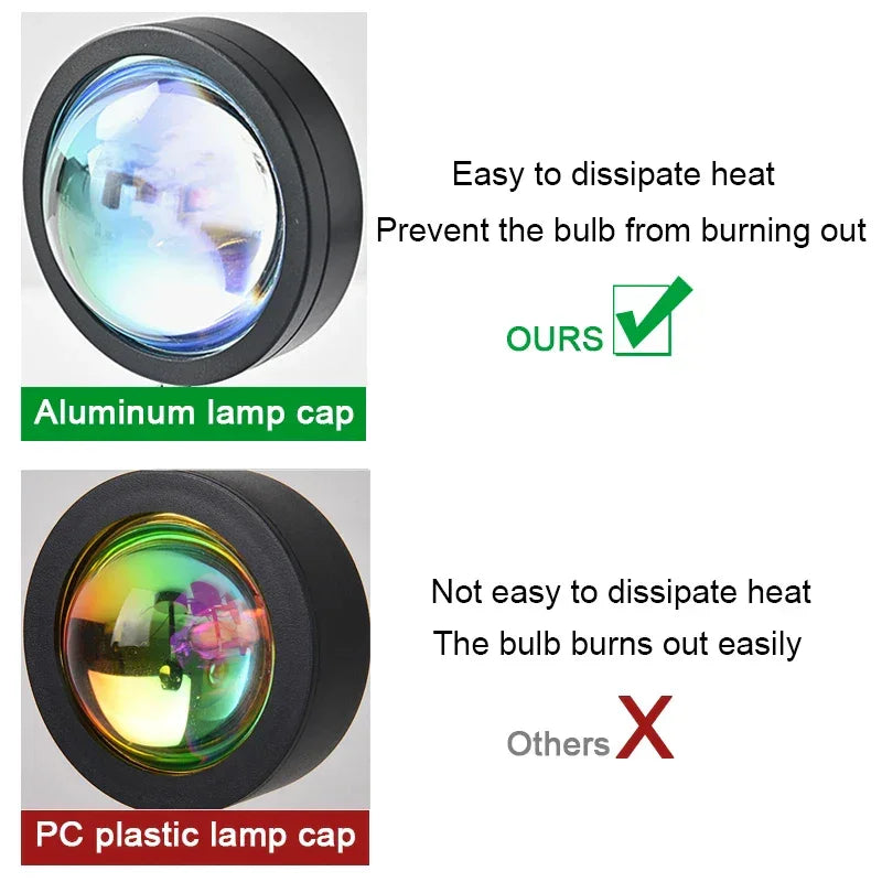 Projecteur USB en aluminium, lumière d'ambiance coucher de soleil, Led 16 couleurs, lampe arc-en-ciel Rgb intelligente avec télécommande - brazza clothes