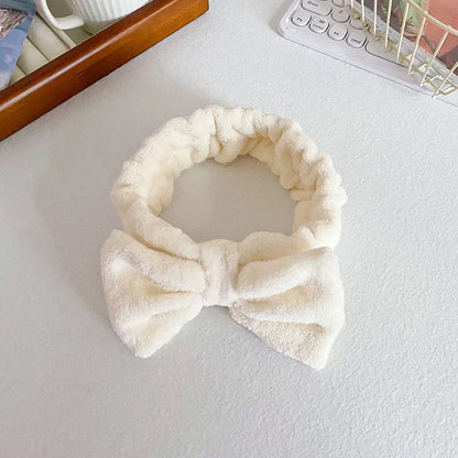 Bandeau de cheveux élastique réglable avec logo personnalisé Bandeau de douche à nœud pour femme Bandeau de maquillage doux recyclable pour laver le visage