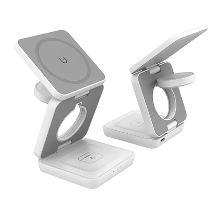 Chargeur sans fil magnétique pliable 3 en 1 15w Support de charge rapide Support pour téléphone portable portable