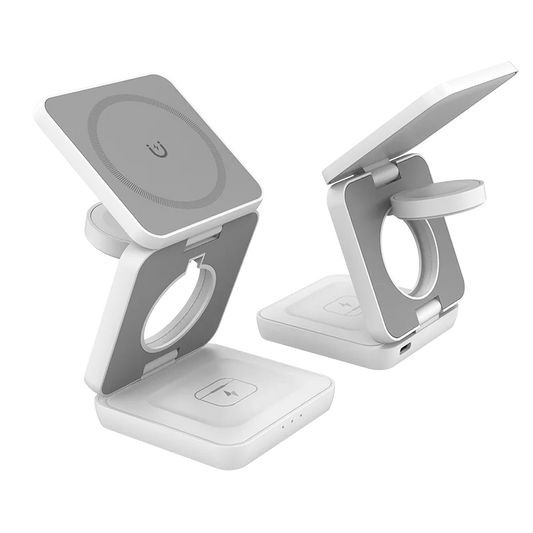 Chargeur sans fil magnétique pliable 3 en 1 15w Support de charge rapide Support pour téléphone portable portable