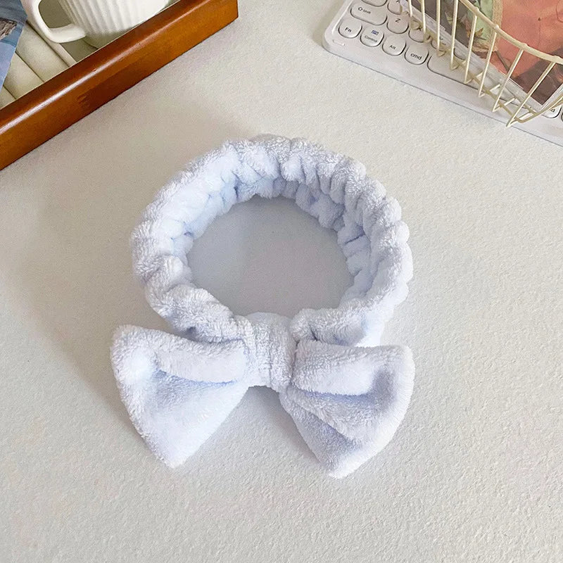 Bandeau de cheveux élastique réglable avec logo personnalisé Bandeau de douche à nœud pour femme Bandeau de maquillage doux recyclable pour laver le visage