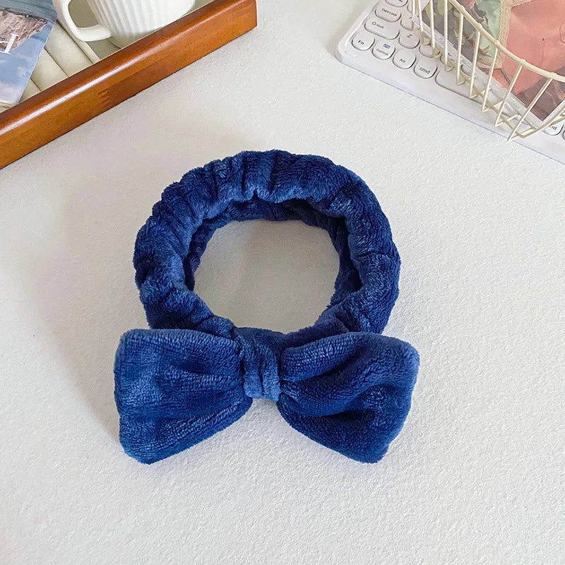Bandeau de cheveux élastique réglable avec logo personnalisé Bandeau de douche à nœud pour femme Bandeau de maquillage doux recyclable pour laver le visage