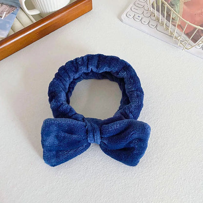 Bandeau de cheveux élastique réglable avec logo personnalisé Bandeau de douche à nœud pour femme Bandeau de maquillage doux recyclable pour laver le visage