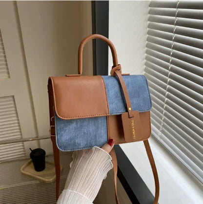 Offre Spéciale mode PU cuir carré sous les bras sac à bandoulière pour dames épissure sacs à bandoulière bloc conception pour la fête des mères