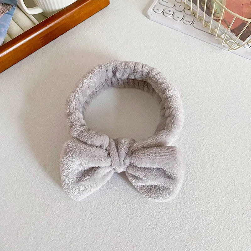 Bandeau de cheveux élastique réglable avec logo personnalisé Bandeau de douche à nœud pour femme Bandeau de maquillage doux recyclable pour laver le visage