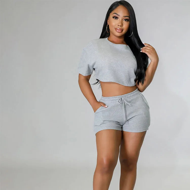 Court Sexy deux pièces costume haut court serré deux pièces Jogging pantalon ensemble 2025 nouveau Logo personnalisé femmes américaines tenue décontracté