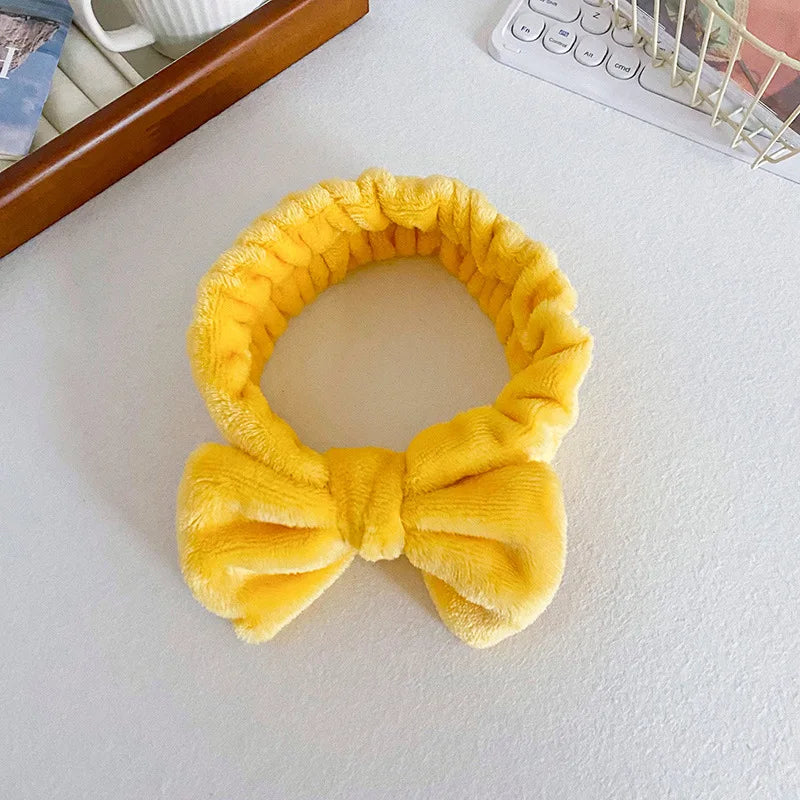 Bandeau de cheveux élastique réglable avec logo personnalisé Bandeau de douche à nœud pour femme Bandeau de maquillage doux recyclable pour laver le visage