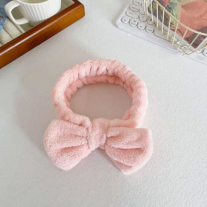 Bandeau de cheveux élastique réglable avec logo personnalisé Bandeau de douche à nœud pour femme Bandeau de maquillage doux recyclable pour laver le visage