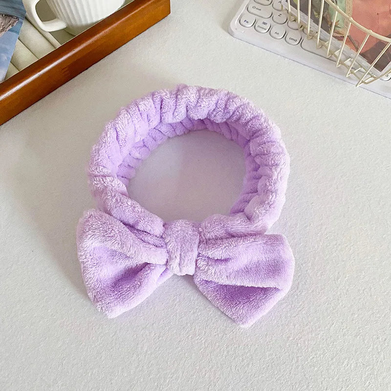 Bandeau de cheveux élastique réglable avec logo personnalisé Bandeau de douche à nœud pour femme Bandeau de maquillage doux recyclable pour laver le visage