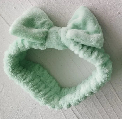 Bandeau de cheveux élastique réglable avec logo personnalisé Bandeau de douche à nœud pour femme Bandeau de maquillage doux recyclable pour laver le visage